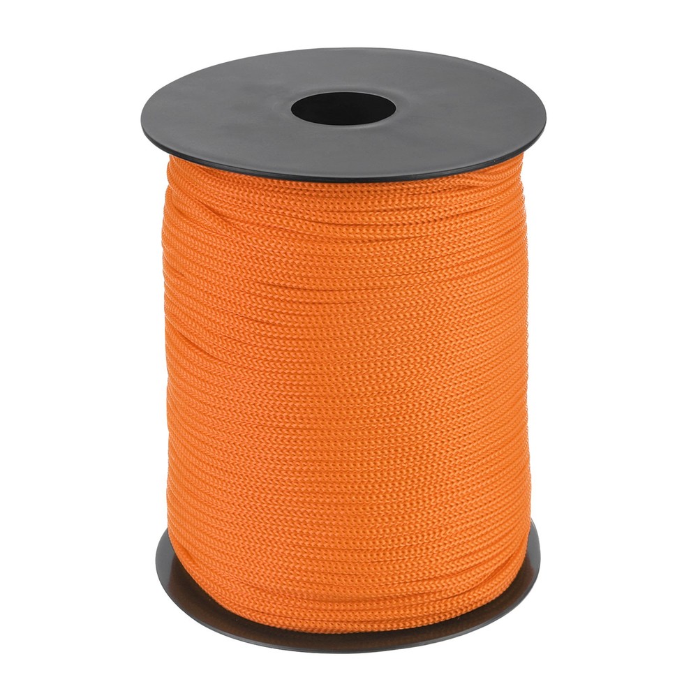 1/8 Inch Polypropylene Rope Braided Ropes, 328ft Nylon Rope Light Orange