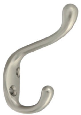 Hat & Coat Hook, Heavy-Duty, Satin Nickel, Holds 75-Lbs. – N331-009