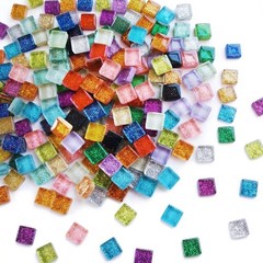 200 pcs Mosaic Tiles, CNYMANY Mixed Color Glitter Mosaic Glass Pieces Tiles f…