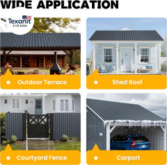 10 Pcs Metal Roofing Panels – Corrugated Galvanized Roof Panels L45.28X W17.72 I