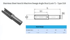 316 Stainless Steel Hand Swage Angle Stud for Cable Railing – 3/16 Cable