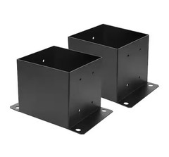 Heavy Duty Metal Black Powder Coated Post Brackets for Deck Railing 2 Pcs A2000