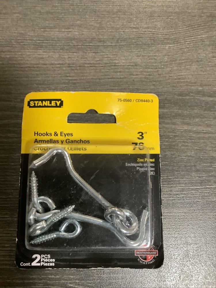 Stanley Hardware 75-0560 Zinc Plated Gate Door Hooks with Eyes, 3 inch 2 Pack
