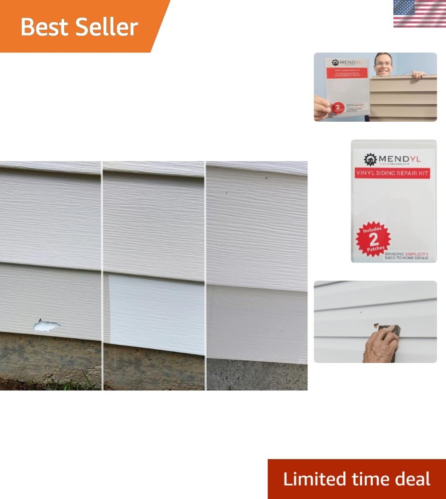 Self-Adhesive Vinyl Siding Repair Kit – 2 Weather-Resistant Patches 6.5×4.75