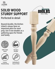 La Vane 29X5X5 Inch Wooden Chunky Farmhouse Table Legs Set Of 4 Solid Wood