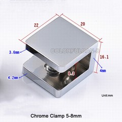 6PCS Glass Clamps Brass Bathroom Shelf Holder Brackets Clip U-Clamp Brushed Gold