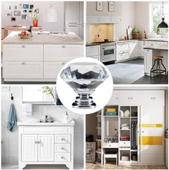 12 Pack Drawer Knobs Diamond Shaped Crystal Glass 30mm 30 mm, 12 Pack, Silver