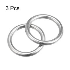 3pcs 316 Stainless Steel Round Ring Welded O-Rings 35mm(1.38″) ID 6mm Thick