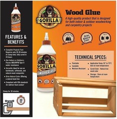 Gorilla Wood Glue, 36 ounce Bottle, Natural Wood Color