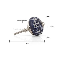 Craft Trade Ceramic Cabinet Knobs & Drawer D: 1.5 x L: 2.5 Inches, Blue