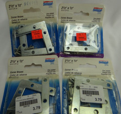 Corner Braces 2 1/2″ x 1/2″ National, N113-928, V117, Steel, Zinc Plated, 4 Pcs