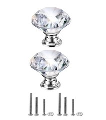 Mtsooning 2PCS Crystal Knobs Diamond Shaped Handles Clear Glass 2 Pcs,