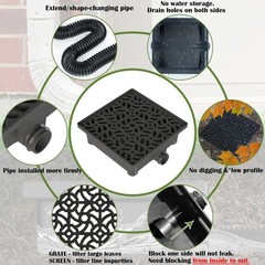 Gutter Downspout Extensions, 12x12in Catch Basin, 8.2ft Flexible Pipe Extender