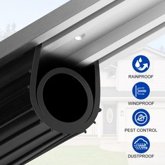 DGSL Garage Door Seals Bottom Rubber Weather Stripping Kit Seal 16 Ft, Black