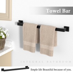 5-Pieces Matte Black Bathroom Accessories Set, 23.6 Inch Bath Towel Bar Set, SUS