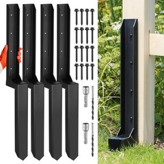 AOPEC Fence Post Repair Kit, Heavy Duty One-Piece Steel Anchor & Stakes for R…