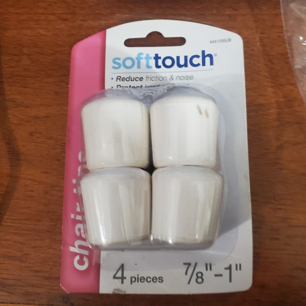 SoftTouch 7/8″-1″ White Rubber Chair Tips Furniture Leg Floor Protectors 4-Pack