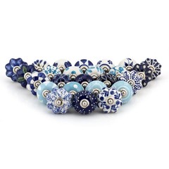 Craft Trade Ceramic Cabinet Knobs & Drawer D: 1.5 x L: 2.5 Inches, Blue