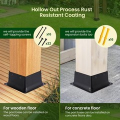 4×4 Post Base 4Pcs Wood Fence Post Bracket Anchor Base Brackets Deck Post Bas…