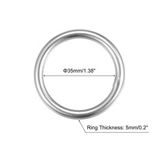 316 Stainless Steel Round Ring Welded O-Rings 35mm(1.38″) ID 5mm Thick 6pcs