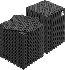 VEVOR Interlocking Tile 55PCS Black 12×12 Drainage Floor Soft PVC