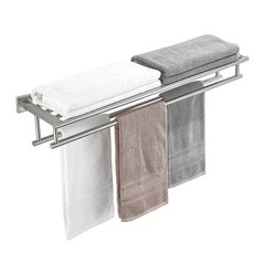 RTCUL 32″ Double Towel Rack with Shelf Bathroom Wall Mount Brushed Nickel SUS304