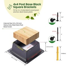 4×4 Post Base 4Pcs Wood Fence Post Bracket Anchor Base Brackets Deck Post Bas…