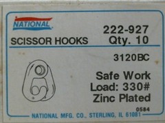National 222-927 3-1/8″ Zinc Plated Scissor Hook, Stainless Steel, 2 per Order