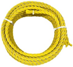 69’ Yellow 3/4” Poly Polypropylene Rope 3 Strand Twisted Safety General Purpose