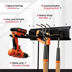 Tidyme Garage Tool Organizer Wall Mount – 64 Inches – Sturdy Storage Rack