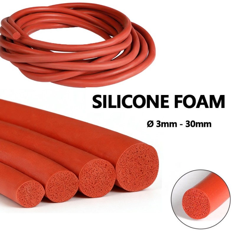 Silicone Rubber Sponge Strip Red Closed Cell Round Foam Backer Rod Seal 3mm-30mm
