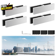 4 Pack Railing Glass to Glass Clamp 180 Degree Stainless Steel 304 Bracket for..