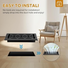 Floor Register 2×10, 6 Pack Black Floor Vent Covers, Heavy Duty Steel Walkabl…