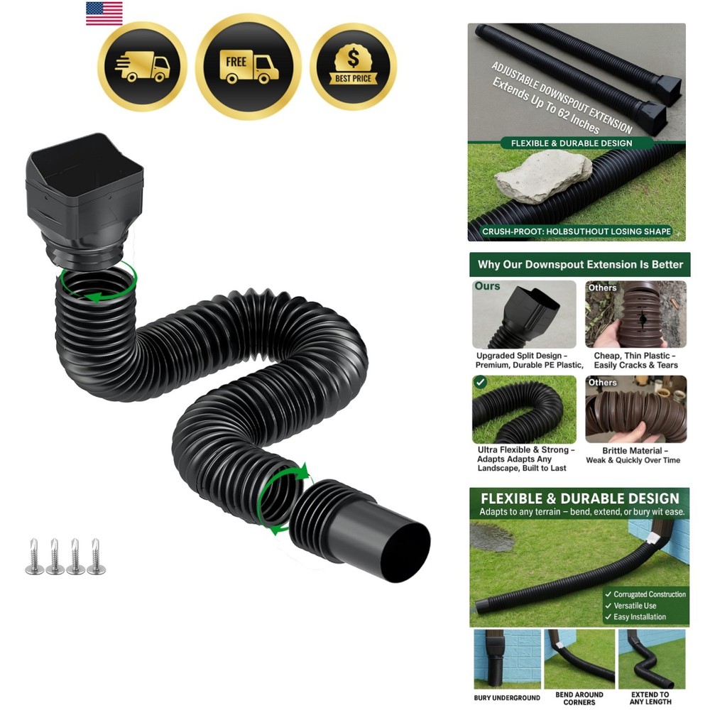 1 Pack Black-Rain Gutter Downspout Extensions, Downspout Extender for Rainwat…