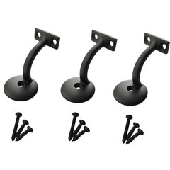 Satin Black Solid Heavy Duty Round Base Staircase Handrail Bracket 3 PCS