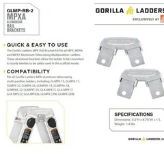 Gorilla Ladders Rail Brackets Lightweight Aluminum Construction 2-Sturdy Trestle