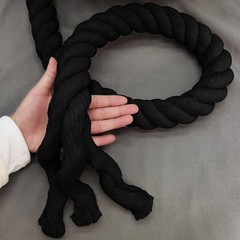 Black Cotton Rope (1.5 in x 50 ft) Natural Twisted Thick White Rope for Sport…