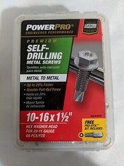 PowerPro. Metal Screws Hex Hasher-Head 10-16×1.5″ #116124 68PCS/pzs