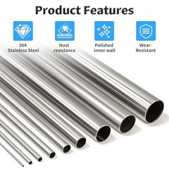 304 Stainless Steel Tube 10mm OD 0.5mm Wall Thickness Round 1Pcs 10×0.5×300
