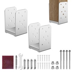 Stainless Steel Adjustable 6×6 Deck Post Base Bracket 2 Pcs Interior Use