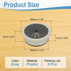 4 Pcs 2″ Desk Grommet Plastic Flexible Desk Hole Cover Cable Grommet Gray