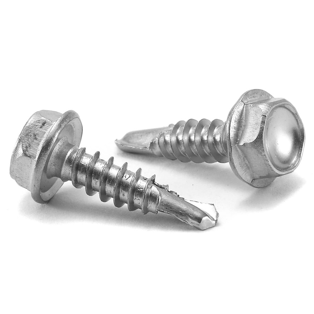 #8 x 3/4″ Sheet Metal Screws 100PCS 410 Stainless Steel Hex x 3/4″, Silver