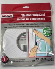 Hardware Weatherstrip Seal Foam Self Adhesive Tape 7/20in X 17ft Door Window