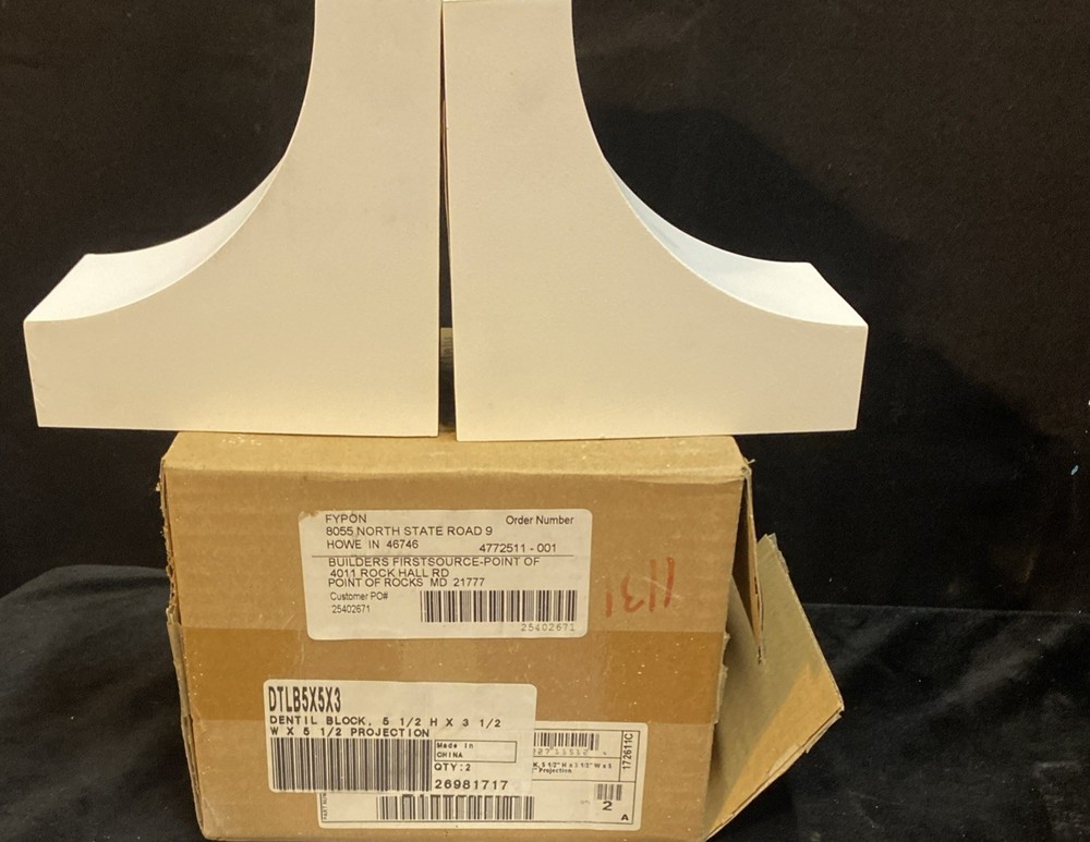 Dentil Blocks 2-Pack Fypon Polyurethane DTLB 5x5x3 Smooth