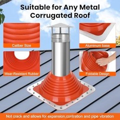 Metal Roof Pipe Flashing Boot for 5″-9″ Pipes, High Temp Silicone, 50 Screws, Re