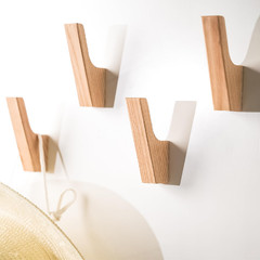 Lamgomin Wood Wall Hooks 4 Pack Wood Coat Hooks Minimalist Hat Backpack Jacket