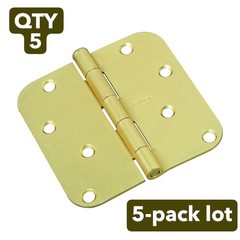 5-pack National Hardware N830-226 Door Hinge 5/8″ Round Corner 3″ Satin Brass