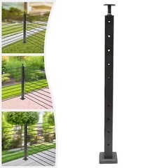 Cable Railing Post Corner Post Top Mount W/Pre-Drilled Holes TOP Stainless Steel