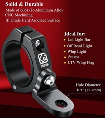 UTV Whip Flag Mount, Solid Aluminum Alloy Whip Light Mount, Off-Road LED Light B