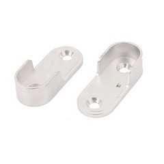 Oval Wardrobe Hanging Rail Rod End Socket Bracket Support Silver Tone 2pcs